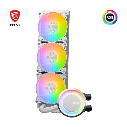 MSI MAG CORELIQUID E360 white AIO CPU Wasserkühlung - Vergrößerte Kupferkühlplatte, ARGB Blockhead, Zweikammer-Wasserblock, Split-Flow Radiator, Mystic Light - AMD & Intel Kompatibel Bild 6