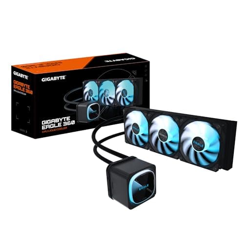 GIGABYTE Eagle 360 Flüssig-CPU-Kühler - 3x120mm ARGB-Lüfter, Vollfarb-LCD, Daisy-Chain, Kompatibel mit Intel LGA 1851 und AMD AM5