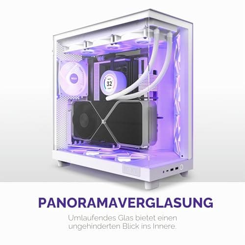 NZXT H6 Flow RGB , CC,H61FW,R1 , Kompaktes Mid,Tower Gehäuse mit zwei Kammern , Inklusive 3 x 120 mm , Lüfter RGB , Glaspaneele mit Panoramablick , Hochleistungs,Airflow,Panels , Weiß White H6 Flow RGB Bild 4
