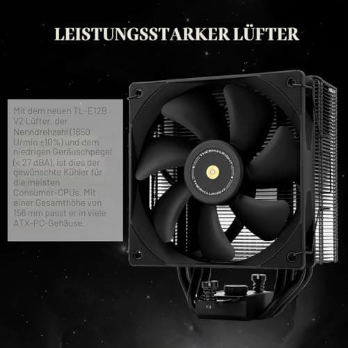 TR Assassin Spirit 120 EVO Dark CPU-Kühler, 120 mm PWM leise Fan, AGHP 4. Technologie, unterstützt Intel LGA1700/1150/1151/1200, AMD AM4/AM5 Bild 8