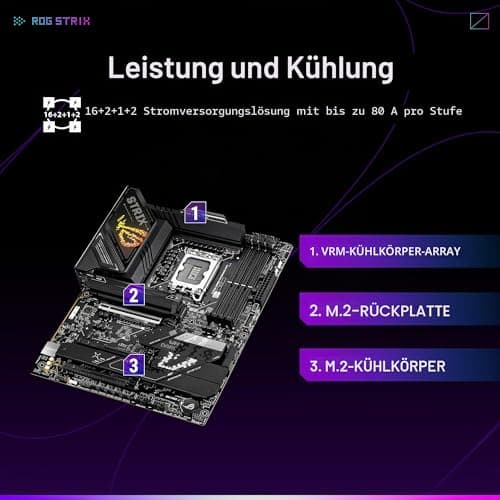 ASUS ROG Strix Z890-H Gaming WiFi Mainboard Sockel Intel LGA 1851 (ATX, DDR5, 1x PCIe 5.0 x 16 SafeSlot, 4X M.2, 3X PCIe 4.0, WiFi 7, Aura Sync) Bild 6