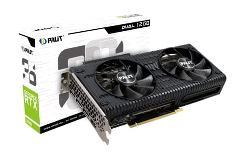 Palit GeForce RTX 3050 Dual Grafikkarte, 8GB, GDDR6, LHR, 3584 Core, 1320 MHz GPU, 1777 MHz Boost, Ampere Architektur, 3X DisplayPort, HDMI, Dual Lüfter, NE63050019P1-190AD, Schwarz