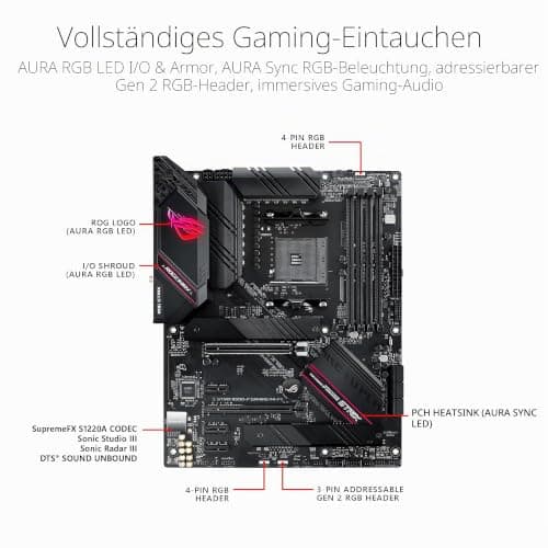 ASUS ROG Strix B550-F Gaming WiFi II AMD AM4 (3. Generation Ryzen) ATX Gaming Motherboard (PCIe 4.0, WiFi 6E, 2,5 GB LAN, BIOS Flashback, HDMI 2.1, adressierbarer Gen 2 RGB Header und Aura-Sync) B550-F Gaming WiFi II (V2) Bild 4