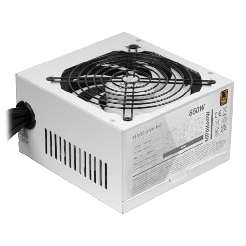 Mars Gaming MPIII650, PC ATX 650W Netzteil, 5 Jahre Garantie, 85% Wirkungsgrad, Digital APFC System, 120mm AI-RPM FDB Lüfter, DC-DC und SMD Technologien, extra Lange Flachkabel, Weiß MPIII650W Bild 3