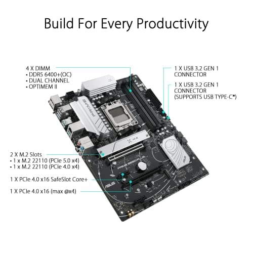 ASUS Prime B650-PLUS Gaming Mainboard Sockel AMD AM5 (Ryzen 7000, ATX, DDR5 Speicher, PCIe 5.0 M.2, 2.5G Ethernet, BIOS Flashback, USB 3.2 Gen 2 Typ-C, Aura Sync) Bild 6