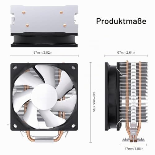 2200 U/min PWM CPU-Lüfter mit schwarzem Aluminium-CPU-Kühler für Mid-Full-Tower-Gehäuse, kompatibel mit Intel LGA 1200 115X 1366, unterstützt ASUS Aura, Mystic Light Control Bild 4