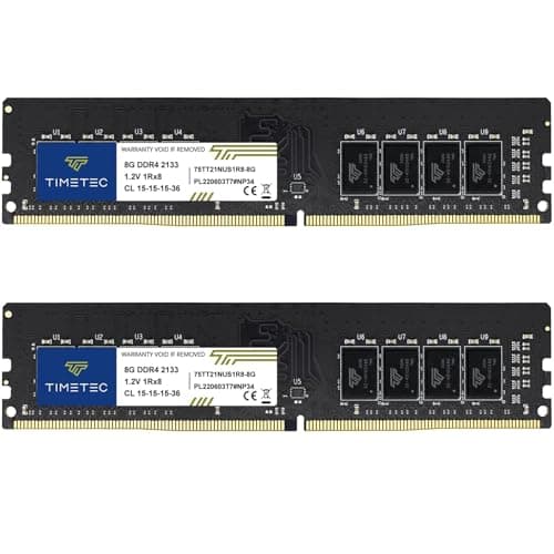 Timetec 16GB KIT (2x8GB) DDR4 2133MHz (PC4-2133P) PC4-17000 UDIMM Desktop-RAM – Non-ECC Unbuffered, 288-Pin, 1.2V, CL15 DIMM-Speichermodul Single Rank 16GB Kit (2x8GB) Bild 2