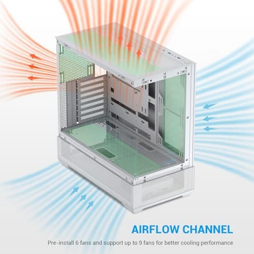 SAMA V40 Mid-Tower-ATX-Gehäuse – 6 × 120 mm ARGB-PWM-Lüfter vorinstalliert, doppelte Paneele aus gehärtetem Glas,Dual-Chamber-Design, USB 3.1 Type-C, 7 Slots, unterstützt ATX/mATX/ITX-GPUs, Weiß Bild 6