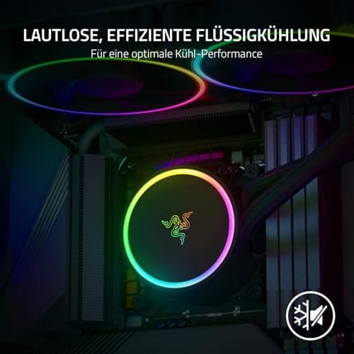 Razer Hanbo Chroma RGB - CPU Flüssig-Kühler mit AIO Liquid Cooler 2x 240mm Lüfter (9-pin Anschluß, Chroma RGB Lüfter, aRGB Pump Cap) Schwarz Bild 4