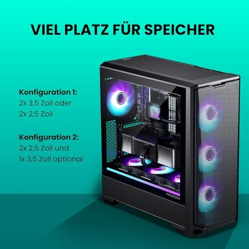 PHANTEKS Eclipse G400A Gaming Midi Tower Schwarz – PC Gehäuse mit 4X 140-mm-D-RGB-Lüftern, Tempered Glass, Mesh-Front, E-ATX kompatibel, 360mm Radiator Support, optimiertes Kabelmanagement Bild 6