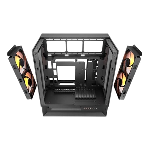 COUGAR OmnyX Mid-Tower ATX symmetrisches Panorama-PC-Gehäuse – maximaler Luftstrom – 4 x vorinstallierte 160-mm-Lüfter – Reverse Connector Motherboard – Kabel ohne Sichtbarkeit (Black) Bild 8