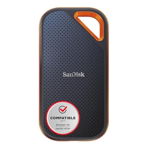 SanDisk Extreme PRO Portable SSD 2 TB (externe SSD, NVMe-SSD-Performance, 2,5 Zoll, 2.000 MB/s Lesen und Schreiben, AES-Verschlüsselung, IP65-Wasser- und -Staubschutz) grau Schwarz 2 TB Bild 2