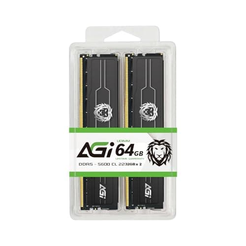 AGI UD238 DDR5 RAM 64GB Kit (2x32GB) 5600MHz UDIMM, CL46, Intel XMP 3.0 / AMD Expo, Desktop-RAM (PC)