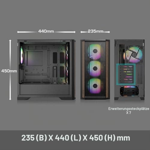 RAIJINTEK AGOS MAX Weiß Mid-Tower PC Gehäuse, Gehärtetes Glas, Holzmaserung Frontpanel, Bewegliche GPU-Halterung, 140mm Lüfter hinten, E-ATX/ATX/M-ATX/Mini-ITX kompatibel 1 Lüfter Weiß Bild 6