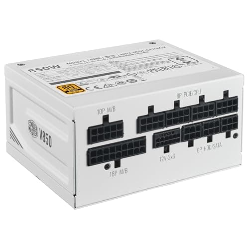 Cooler Master V850 SFX Gold ATX 3.1, EU-Stecker – 850 W 80 Plus Gold PC-Netzteil, vollmodulares Netzteil, SFF/mini-ITX-Netzteil, 92-mm-FDB-Lüfter, PCIe-5.1-Kabel, SFX-auf-ATX-Halterung - Weiß Bild 4