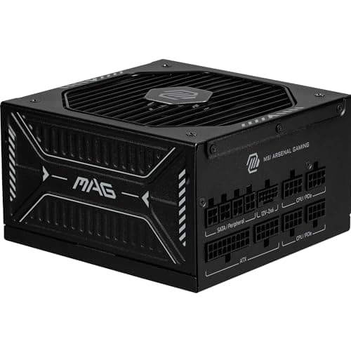 MSI MAG A850GLS PCIE5 Netzteil, 850W, 80 Plus Gold, ATX 3.1, PCIe 5.1 GPU Support, Native 12V-2x6, Zweifarbiger 12V-2x6 Anschluss, ATX PSU, Modulare Kabel