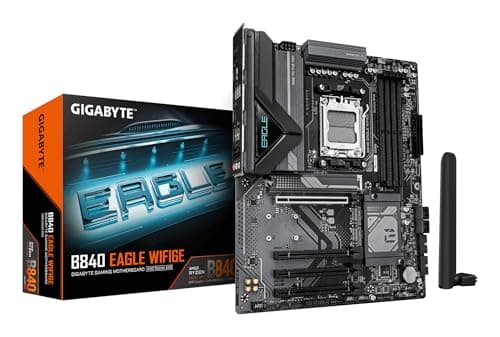 GIGABYTE B840 Eagle WIFI6E Mainboard - AMD Ryzen 9000 Prozessoren, 8+2+2 Phasen VRM, bis zu 8200MHz DDR5(O.C), 2xPCIe 4.0 + 1xPCIe 3.0 M.2, Wi-Fi 6E, 2.5GbE LAN, USB 3.2 Gen 2