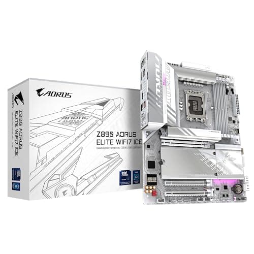 GIGABYTE Z890 AORUS Elite WIFI7 Ice Motherboard - Unterstützt Intel Core Ultra (Serie 2) CPUs, 16+1+2 Phasen VRM, bis zu 8800MHz DDR5 (OC), 1xPCIe 5.0 + 3xPCIe 4.0, Wi-Fi 7, 2.5GbE LAN