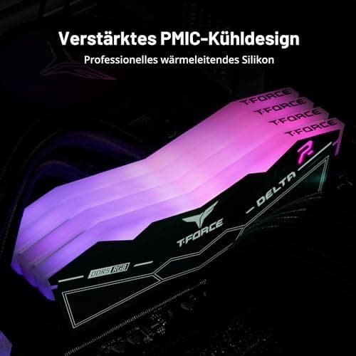 TEAMGROUP T-Force Delta RGB DDR5 32GB Kit (2x16GB) 6400MHz (PC5-51200) CL40 Desktop-Speichermodul RAM (Schwarz) für Z690 - FF3D532G6400HC40BDC01 32GB (16GBx2) - 6400MHz C40 DDR5 6400MHz 40-40-40-84 Schwarz Bild 8