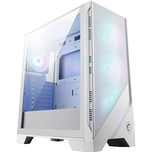 MSI MAG Forge 320R Airflow White Mid-Tower PC-Gehäuse - ATX-Kapazität, RTX 40 GPU-Unterstützung, ARGB-Lüfter, magnetische Staubfilter, gehärtetes Glas, 1-6 ARGB-Hub, USB 3.2 Generation 1 Typ-A