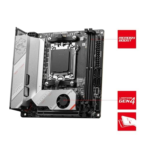 MSI MPG B650I Edge WiFi Mainboard, Mini-ITX - Unterstützt Ryzen 9000, 8000 & 7000 Serie Prozessoren, AM5-8 Phasen 80A VRM, DDR5 Memory Boost 6600+MHz/OC, 1 x PCIe 4.0 x16, 2 x M.2 Gen4, Wi-Fi 6E Bild 5