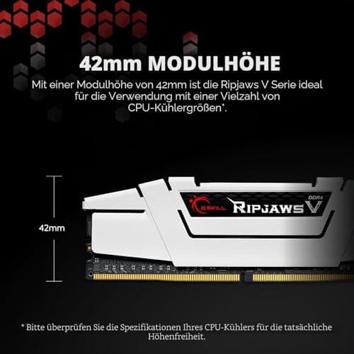 G.Skill Ripjaws F4-3600C18D-32GVK V Series (Intel XMP) DDR4 RAM 32 GB (2 x 16 GB) 3600 MT/s CL18-22-22-42 1,35 V Desktop-Computerspeicher UDIMM - Schwarz 32GB (2x16GB) DDR4 3600 Schwarz Bild 6
