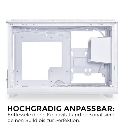 Lian Li DAN Cases A3-mATX PC-Gehäuse, anpassbares Layout, 415 mm GPU-Klarheit, unterstützt bis zu 360 mm Radiatoren, Stahl, Kunststoff, Weiß Weiß/Flyaway Orchidee Mesh Bild 7