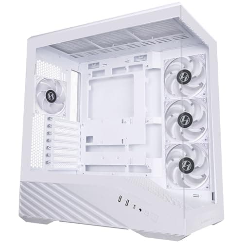 LIAN LI Vector V100 PC-Gehäuse Weiß – ATX Midi-Tower mit Tempered Glass, RGB-Beleuchtung, 4X 120-mm-Lüfter, Platz für 360mm Radiator, GPU bis 415mm, Back Connect kompatibel Bild 4