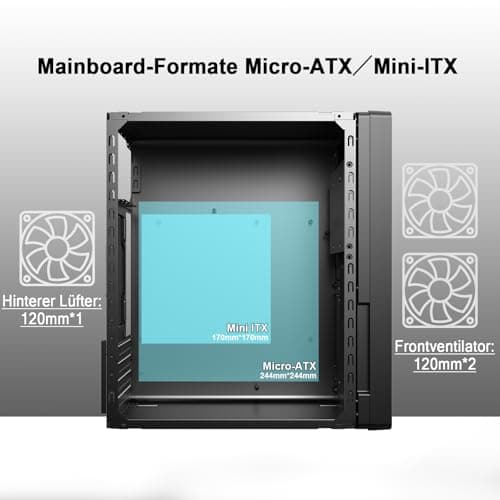 Micro-ATX PC-Gehäuse Mini-Tower SPCC 0,8mm ohne Lüfter Kompaktgehäuse MATX/Mini-ITX Home-Office kühlbar HDD/SSD Halter pc case Bild 4