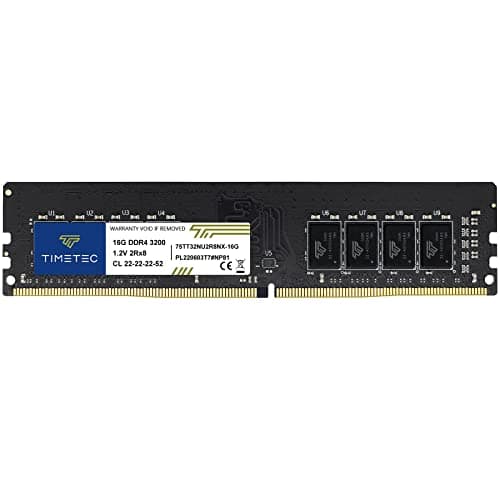 Timetec 16 GB DDR4 3200 MHz (PC4-3200AA) PC4-25600 UDIMM Desktop-RAM – Non-ECC Unbuffered, 288 Pin, 1,2 V, CL22 DIMM-Speichermodul