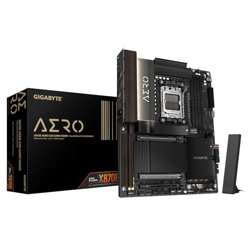 GIGABYTE X870E AERO X3D Dark Wood Mainboard – Unterstützt AMD Ryzen 9000 CPUs, digitales 16+2+2-Phasen-VRM, bis zu 9000 Hz DDR5 (OC), 2× PCIe 5.0 + 2× PCIe 4.0, Wi-Fi 7, 5-GbE-LAN, USB 4