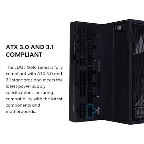 Lian Li Edge Series-750W Full Modular Power Supply-Gold-ATX 3.1-PCIE 5.1-L-Form Design für Dual Chamer Gehäuse - Ohne USB/Fan Hub - Weiß (EG0750G.B) 750W Gold ATX Black Bild 4