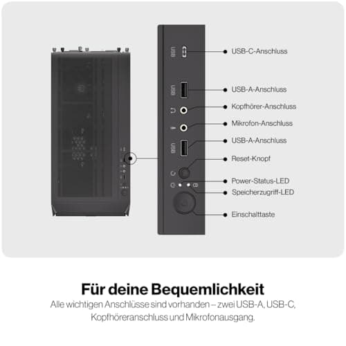 ENDORFY Arx 500 ARGB PC Gehäuse mit Hartglas Seitenfenster | 4× Stratus 140 PWM ARGB Lüfter, USB C, Mesh Front und Top, Unterstützung für 360 mm Radiatoren, GPU bis 350 mm, Schwarz 4x140mm ARGB Fans included Bild 6