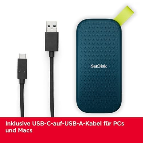 SANDISK Portable SSD 2 TB (Externe SSD 2,5 Zoll, bis zu 800 MB/s Lesen, Robustes Laufwerk bis zu 2 m, robuste Befestigungsschlaufe aus strapazierfähigem Gummi) Monterey 800MB/s 2 TB Bild 6