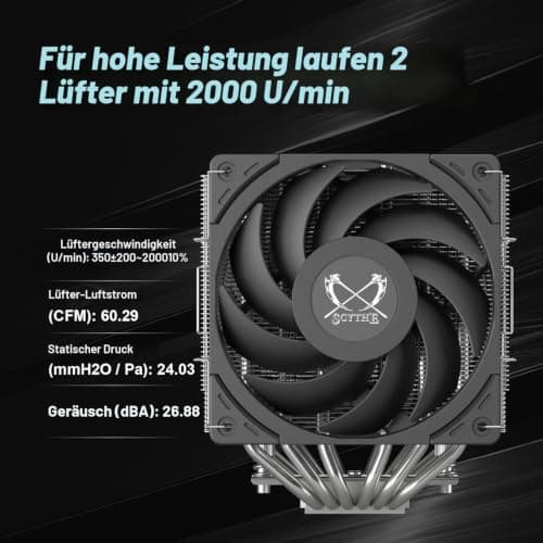 Scythe Magoroku Dual-Tower-CPU-Luftkühler mit zwei Lüftern, unterstützt Intel LGA1700, LGA1151, AMD AM5 und AM4, 120 mm Breite, 6 x 6 mm Heatpipes zur Wärmeabfuhr, leise Lüfter, 370k Stunden MTTF Bild 8