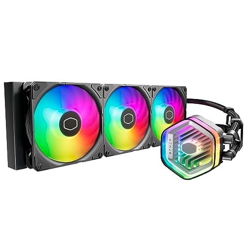 Cooler Master MasterLiquid Atmos 360 Black CPU-Wasserkühler – AIO-Wasserkühlung, Doppelkammerpumpe, vorinstallierte Sickleflow 120 Edge-Lüfter, adressierbares Gen 2 RGB, LGA1700- & AM5 – Schwarz Bild 2