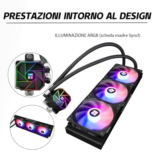 TR AQUA ELITE 360 V3, 3 x ARGB PWM Lüfter mit S-FDB-Lager, effiziente PWM-gesteuerte Pumpe, für AMD / AM4 / AM5 Intel LGA1150 / 1151/1200 / 2011/1700 (AE360 V3) 360mm 360-BLACK Bild 6