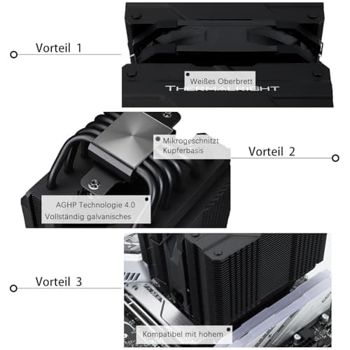TR-Thermalright Peerless Assassin 120 MINI Black CPU-Kühler,Double Tower mit 6x6mm Heatpipes,12cm PWM Lüfter Low Noise 25.6dBA,Schwarz Top Cover,für AM5/AM4,Intel lga1851/1700/115x/2011,135mm Hoch Bild 6