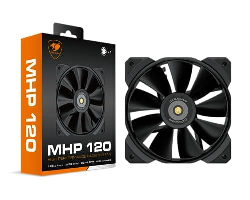 COUGAR MHP 120 Hoch Leistungslüfter für PC-Gehäuse, Wasserkühlung (Single Pack, Schwarz)