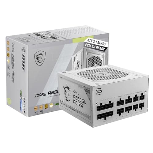 MSI MAG 850GL PCIE 5 White Gaming Netzteil – voll modular – 80 Plus Gold Zertifiziert 850 W – kompakte Größe – ATX-Netzteil MAG A850GL PCIE5 WEISS Bild 2
