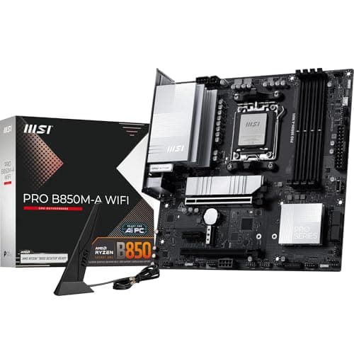 MSI PRO B850M-A WiFi-Motherboard, mATX - Unterstützt AMD Ryzen 9000/8000/7000 Prozessoren, AM5 - DDR5 Memory Boost (8200+ MT/s OC), PCIe 5.0 x16 & 4.0 x4, M.2 Gen5, Wi-Fi 7, 5G LAN