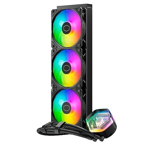Cooler Master MasterLiquid Atmos 360 Black CPU-Wasserkühler – AIO-Wasserkühlung, Doppelkammerpumpe, vorinstallierte Sickleflow 120 Edge-Lüfter, adressierbares Gen 2 RGB, LGA1700- & AM5 – Schwarz Bild 4
