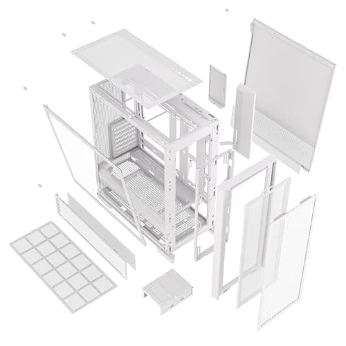 Air 2000 A-RGB White Midi Tower PC-Gehäuse, Glas-Seitenfenster, 7 RGB-Lüfter, extremer Airflow, ASUS BTF & MSI Project Zero, PWM / 3- & 4-Pin, 420mm Radiator, E-ATX, ATX/mATX/ITX, USB-C Weiß AIR 2000 Bild 8