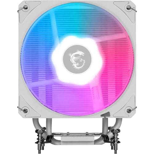 MSI MAG COREFROZR AA13 WHITE CPU-Luftkühler – Direct Touch, vier 6-mm-Kupfer-Heatpipes, ARGB, CycloBlade 7, voraufgetragene Wärmeleitpaste, Lüfter mit Rifle-Lager