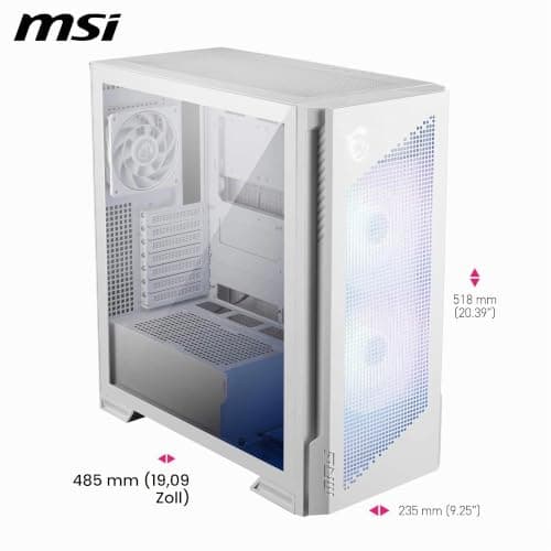 MPG Velox 300R Airflow PZ White - Mid Tower Gaming-PC-Gehäuse - 160 mm Dual-Layer-Lüfter - Unterstützt Radiatoren mit bis zu 360 mm - Einfache DIY-Funktionen - Unterstützt Back-Connect Mainboards Bild 4