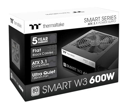 Thermaltake Smart W3 600W | ATX | ATX 3.1 Ready | 80 Plus | sehr leise | 120mm FDB Lüfter | Single Rail +12V | DC DC Design | Schutzschaltungen OCP OVP UVP OPP SCP OTP | 5 Jahre Garantie Bild 6