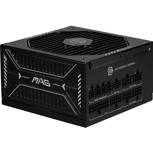 MSI MAG A1000GLS PCIE5 Netzteil, 1000 W, 80 Plus Gold, ATX 3.1, PCIe 5.1 GPU-Unterstützung, Native 12V-2x6, zweifarbiger 12V-2x6-Stecker, ATX-Netzteil, geprägte Mantelkabel