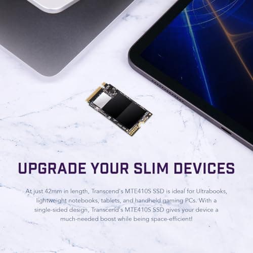 Transcend MTE410S 2TB M.2 2242 NVMe PCIe Gen4x4, 3D NAND, DRAM-Less, Bis zu 5,000/4,300 mb/s, Interne SSD für Gaming-Handhelds, Ultrabooks und NUC Bild 4