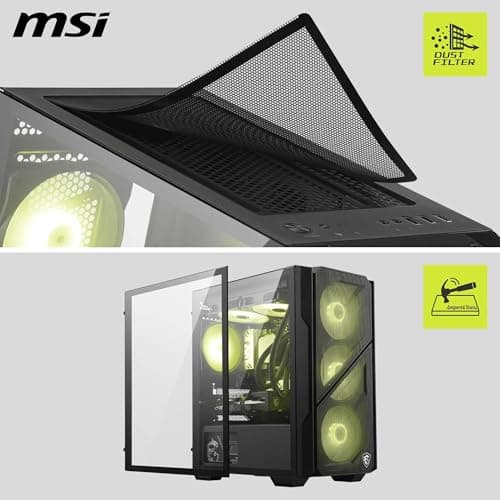 MAG Forge M110R Airflow - Mini-Tower PC-Gehäuse - Hoher Luftstrom, Micro-ATX-Kapazität, 240 mm Radiator-Unterstützung, Vier vorinstallierte ARGB-Lüfter, gehärtetes Glas-Seitenteil - Schwarz Bild 6