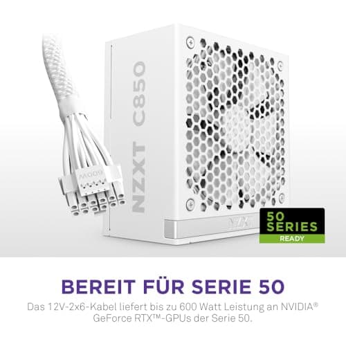 NZXT C850 Gold ATX 3.1 - Vollständig modulares, geräuscharmes PC-Gaming-Netzteil - 850 Watt - 80 Plus Gold - 12V-2x6-Anschluss - Zero Fan-Modus - 100% japanische Kondensatoren - Weiß 850W 80 Plus Gold ATX 3.1 Weiß Bild 7